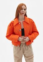 Women Orange Padded Crop Jacket