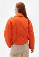 Women Orange Padded Crop Jacket