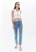 Women White Crop Top with Tie-up Detail