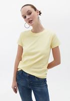 Women Yellow Cotton Crew Neck Tshirt