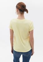 Women Yellow Cotton Crew Neck Tshirt