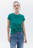 Women Green Cotton Crew Neck Tshirt