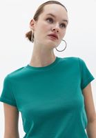 Women Green Cotton Crew Neck Tshirt