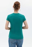 Women Green Cotton Crew Neck Tshirt