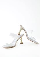 Women Silver Mules with Strap Detail