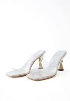 Women Silver Mules with Strap Detail