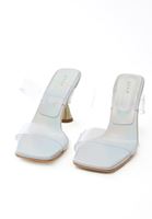 Women Silver Mules with Strap Detail