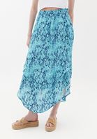 Women Mixed Maxi Dress with Asymmetrical Cut