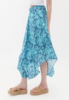 Women Mixed Maxi Dress with Asymmetrical Cut