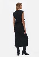 Women Black Midi Skirt with Slit Detail