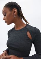 Women Black Sweater with Cut-out Detail