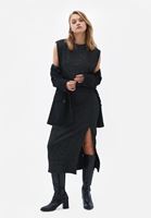 Bayan Siyah Loose-Fit Kolsuz Süveter