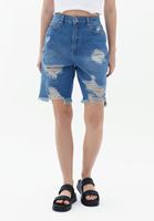 Women Blue Denim Bermuda Shorts