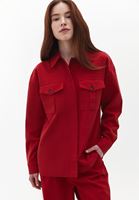 Women Bordeaux Oversize Shirt with Pocket Detail