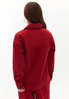 Women Bordeaux Oversize Shirt with Pocket Detail