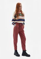 Women Bordeaux Baggy Fit Pants with Belt