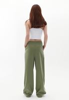 Women Green Pleated High Rise Wide Leg Pants