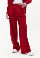 Women Bordeaux Pleated High Rise Wide Leg Pants