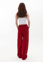 Women Bordeaux Pleated High Rise Wide Leg Pants