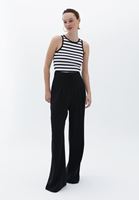 Women Black High Rise Wide Leg Pants