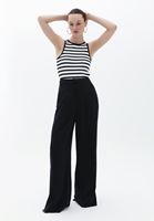 Women Black High Rise Wide Leg Pants