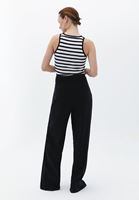 Women Black High Rise Wide Leg Pants