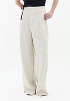 Women Beige High Rise Wide Leg Pants