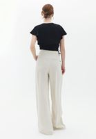 Women Beige High Rise Wide Leg Pants