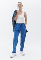 Women Blue Mid Rise Carrot Fit Pants