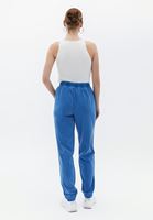 Women Blue Mid Rise Carrot Fit Pants