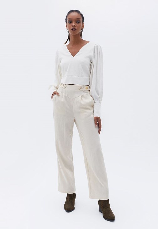 Oversize Cepli Gömlek ve Straight-Fit Pantolon Kombini