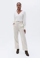 Women Cream High Rise Straight Fit Pants