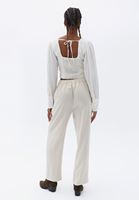 Women Cream High Rise Straight Fit Pants