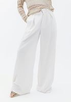 Women Cream High Rise Wide Leg Pants