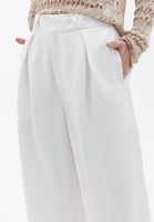 Bayan Krem Yüksek Bel Wide-Leg Pantolon ( TENCEL™ )