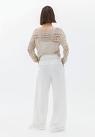 Women Cream High Rise Wide Leg Pants