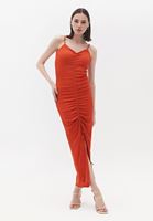 Women Red Maxi Dress with Thin Straps