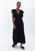 Women Black Double Breast Maxi Dress