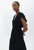 Women Black Double Breast Maxi Dress