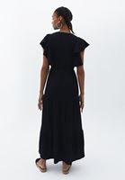 Women Black Double Breast Maxi Dress