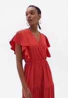 Women Red Double Breast Maxi Dress