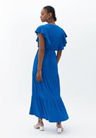 Women Blue Double Breast Maxi Dress