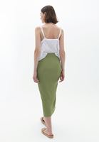 Women Green Midi Skirt with Slit