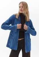 Women Blue Cotton Denim Blazer