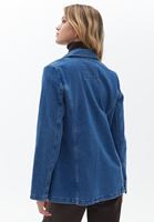 Women Blue Cotton Denim Blazer