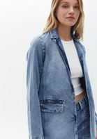 Women Blue Cotton Denim Blazer