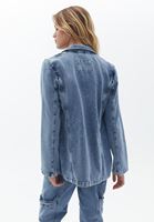 Women Blue Cotton Denim Blazer