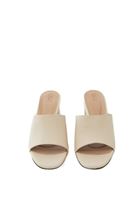 Women Beige Mules with Flare Heels