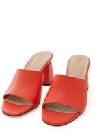 Women Red Mules with Flare Heels