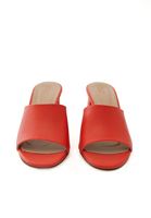 Women Red Mules with Flare Heels